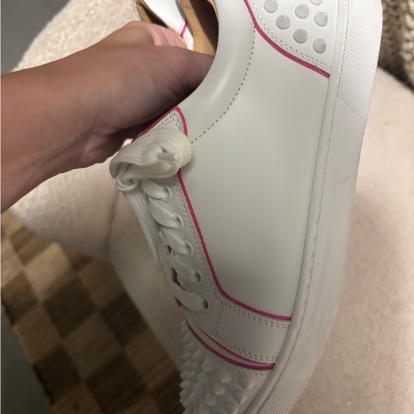 Authentic Christian Louboutin White and Pink Studded Sneakers 37.5‎ - Picture 11 of 12